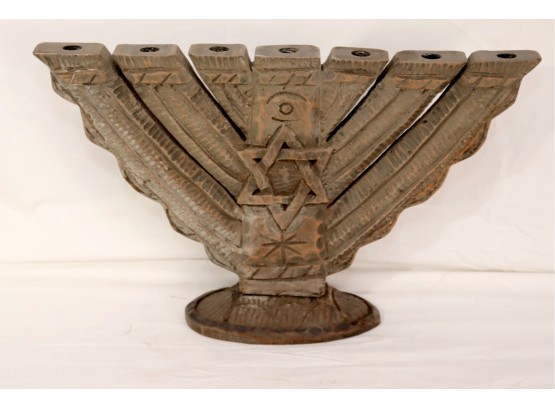 Vintage Carved Wood Jewish Seven-branched Menorah Star Of David Judaica (D-100)