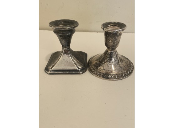 Pair Of Mismatched Weighted Candle Sticks