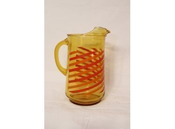 Vintage Amber Glass Orange Swirl Water Pitcher (d-82)