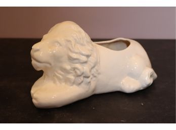 White Ceramic Lion Planter