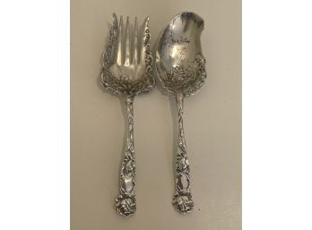 Vintage Sterling Silver Serving Fork And Spoon 274.2 Grams (STER-4)