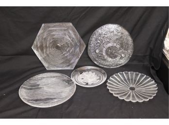 5 Assorted Glass Platters (D-37)