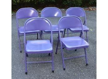 Set Of 5 Purple Folding Chairs (O-2)