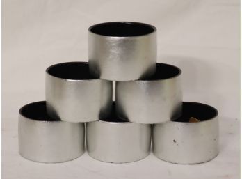 OMC 6 Vintage Otagiri Silver Napkin Rings Lacquer Made In Japan MCM (T-7)