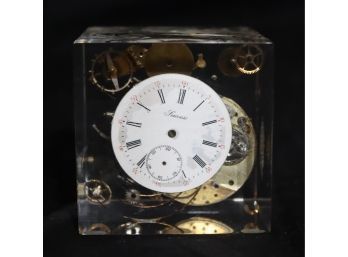 Sucess Dissected Pocket Watch In Lucite Block. (D-43)