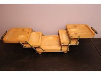 Vintage 1950's Karoff Foldable Wooden Tray - Folding Wood Buffet - Mid Century.