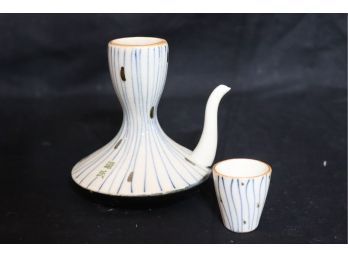 Japanese Saki Pitcher And Cup. (D-44)