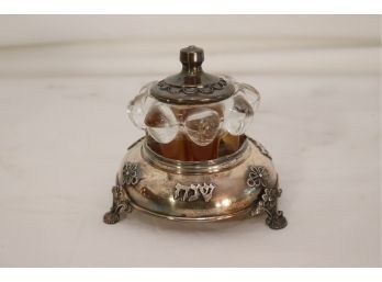 Vintage Jewish Judaica Honey Jar Server