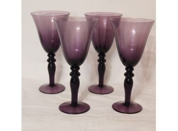 Vintage Purple Amethyst Goblet Glasses (D-80)