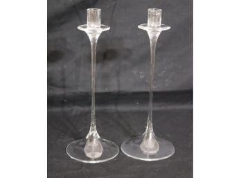 Pair Of Glass Candlesticks (d-31)