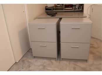 Pair Of 1980's Grey Formica File Cabinets Perfect For Desk