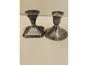 Pair Of Mismatched Weighted Candle Sticks