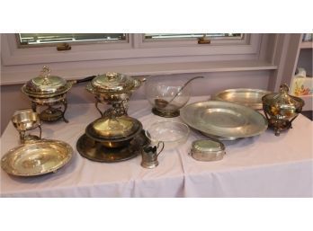 Silverplate Lot Chafing Dishes, Punchbowl, And More!