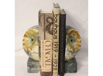 Vintage Marble Owl Bookends (R-5)