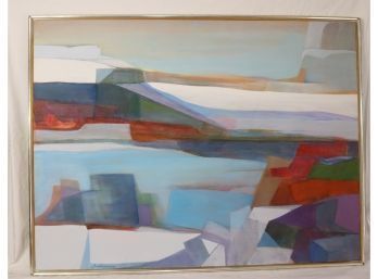 Vintage Framed Modern Abstract Painting Signed B. Weinmann. (D-95)