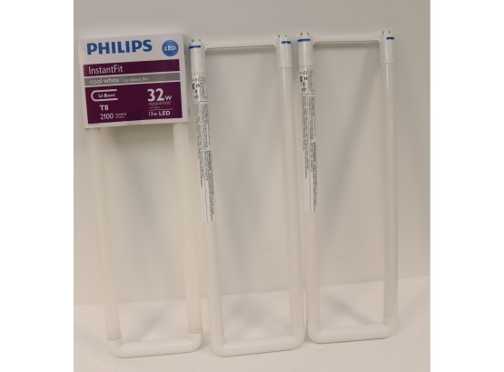 3 Philips 32-Watt Equivalent U-Bend Linear T8 InstantFit Daylight LED Tube Light Bulb
