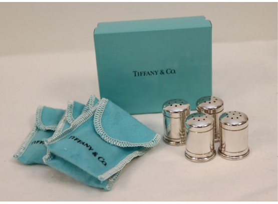Set Of 4 Tiffany & Co. Sterling Silver Salt & Pepper Shakers W/ Box & Pouches Made In Germany (B18)