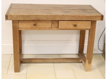 Rustic Primitive Farmhouse Table With 2 Drawers Solid Wood (B-17)