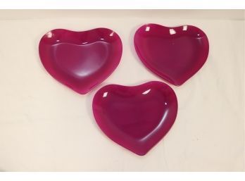 Set Of 3 Glass Heart Plates (A-62)