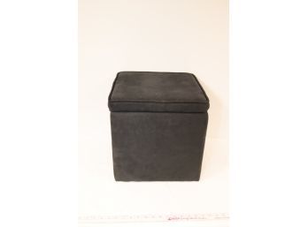 Black Suede Storage Ottoman Seat Stool