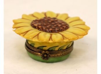 Vintage Peint Main Rochard Limoges France Trinket Box Sunflower (A-91)