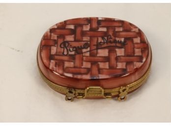 Vintage Pique-nique Rochard Limoges France Hand Painted Trinket Box (A-83)