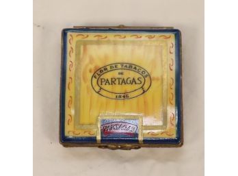 Flor De Tabacos Partagas Cigar Box Limoges France Trinket Box Vintage Peint Main (A-88)