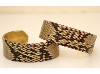 Pair Of Ted Rossi Snake Skin Cuff Bracelets (P-12)