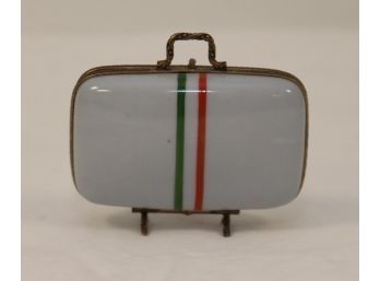 Vintage Peint Main Limoges Trinket Box Suitcase (A-80)