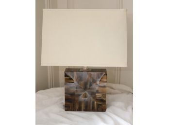 Tortoiseshell Style Square Column Table Lamp With Shade (A-21)