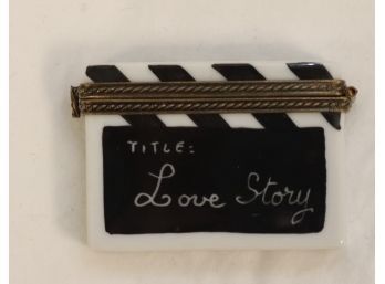 1995 Love Story Peint Main Limoges France Trinket Box Film Clap Board   (A-94)