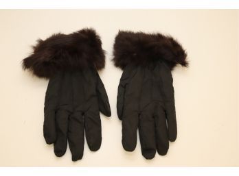 Postcard Mink Fur Cuff Nylon Gloves (C-10)