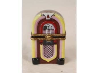 Vintage Marque DePosee Peint Main Limogesfrance Jukebox Trinket Box (A-86)
