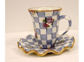 Mackenzie Childs Rose Petal Honeymoon Dessert Plate And Mug (A-67)
