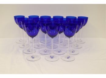 Set Of 18  Cobalt Blue Rhine Wine Perfection By BACCARAT (B-66)