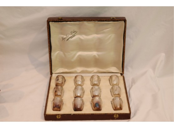 Vintage Set Of 12 Siver Plate  Cups In Box  (K-73)