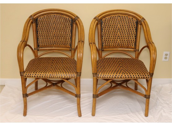 Pair Of Bent Wood Woven Arm Chairs (a-5)