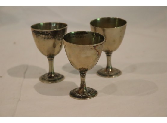 3 Silver Plate Small Cordial Cups