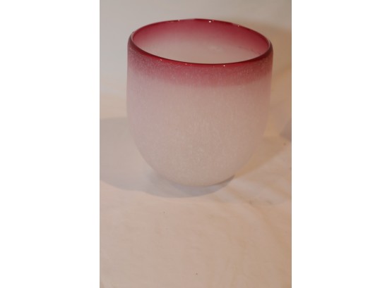 Pink Frosted Glass Bowl