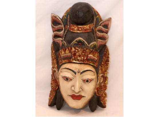 Vintage Balinese Hand Carved Wooden Mask Folk Art Wall Decor Bali (K-56)