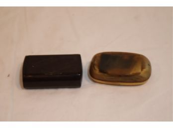 Vintage Wooden And A Horn Snuff Boxes (K-91)