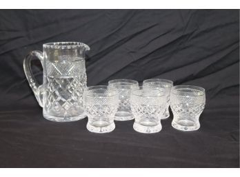 Vintage Pitcher And 5 Glasses (A-65)