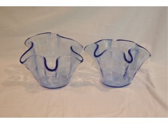 Pair Of Blue Glass 'Bowls'. (K-89)