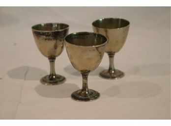 3 Silver Plate Small Cordial Cups