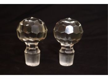 Pair Of Crystal Decanter Stoppers (A-73)
