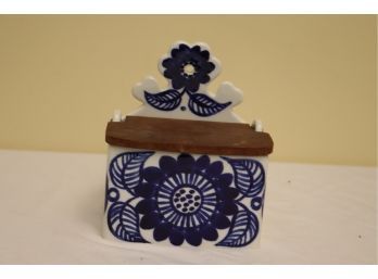 Vintage Gunvor Olin Gronqvist For Arabia, Porcelain Salt Box Decorated With Blue Flowers