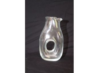 Clear Glass Carafe Center Hole Design For Water Wine Serving (A-76)