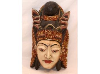 Vintage Balinese Hand Carved Wooden Mask Folk Art Wall Decor Bali (K-56)