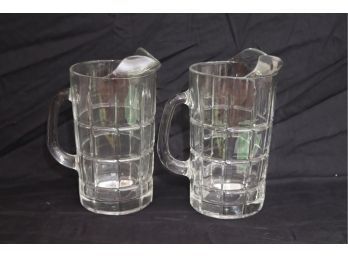 Pair Of Glass Pitchers (A-71)