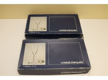 2 Boxes Cristal D'arques Cystal Champagne Glasses Made In France All But 2 Never Used!